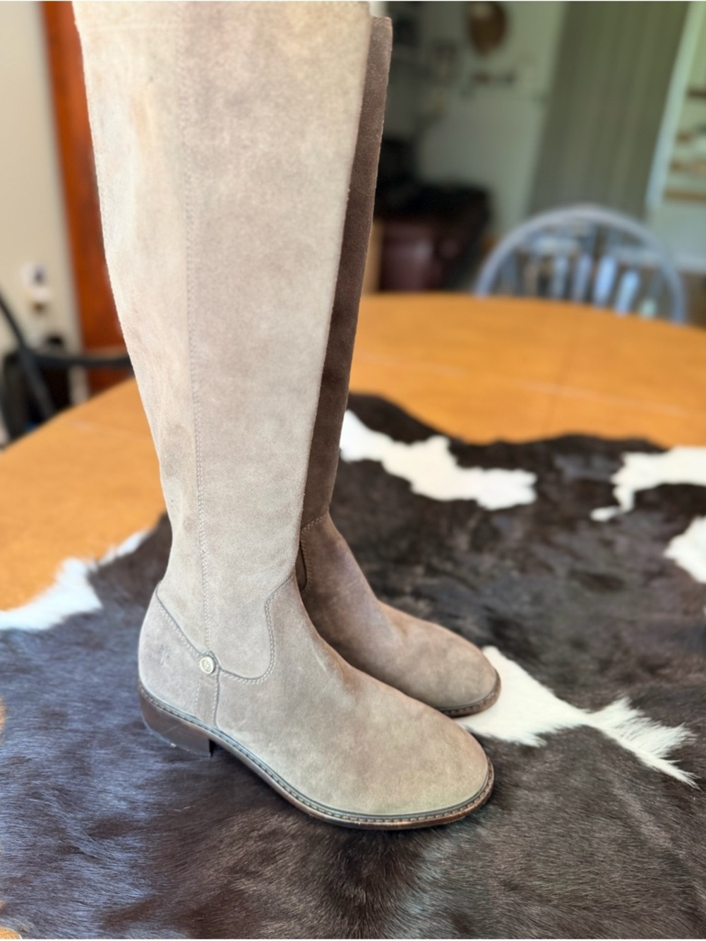 FRYE Melissa Button – Tall Suede Riding Boots. Size 6.5